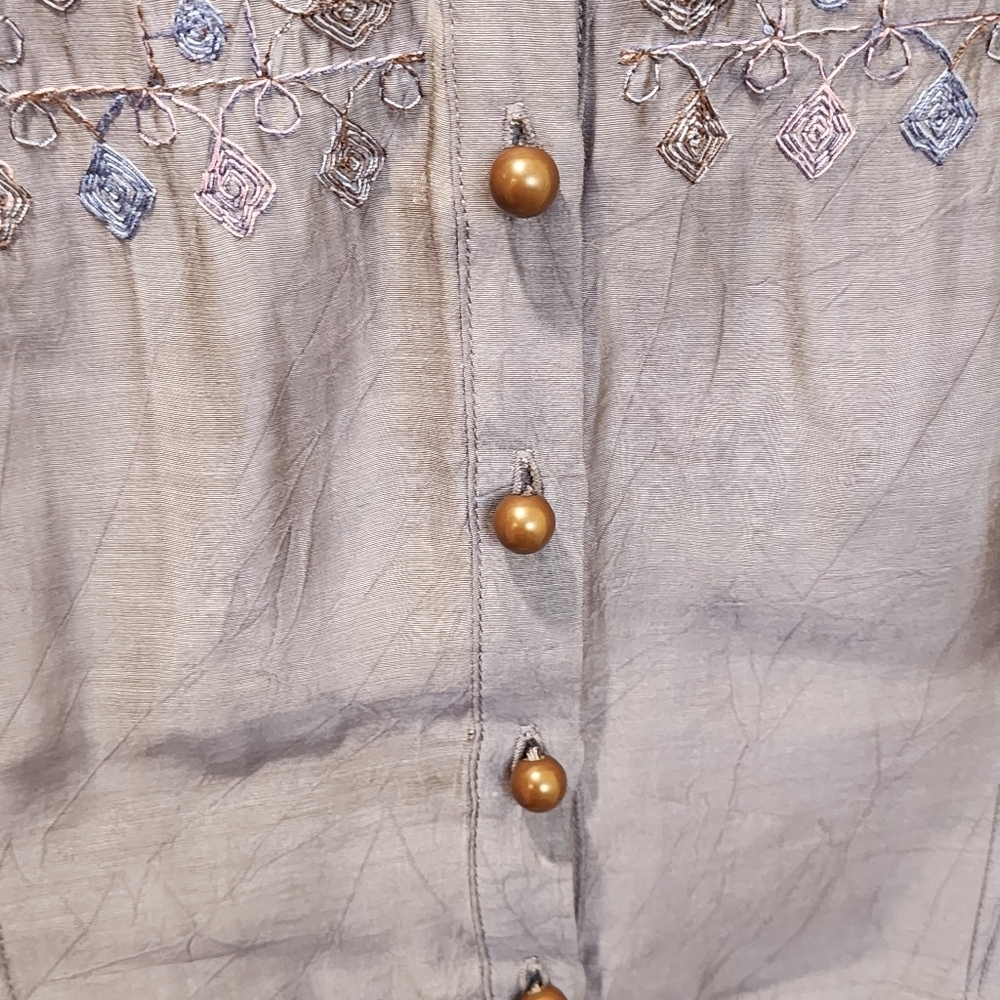Nic + Zoe Purple Long Sleeve Embellished Lyocell Button Down Shirt Size 10 - Picture 7 of 14